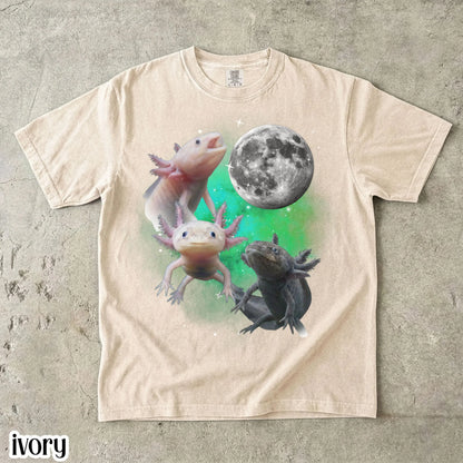 Axolotl Comfort Colors® Shirt Funny Moon Howling Axolotl TShirt 90s Bootleg Funny Aquatic Salamander Lightning Tee Cute Amphibian Lover