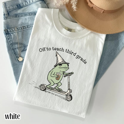 Comfort Colors® Third Grade Shirt 3rd Grade Teacher Back to School T-shirt Silly Off To Teach Frog Iced Coffee Tee Cute Elementary Teacher