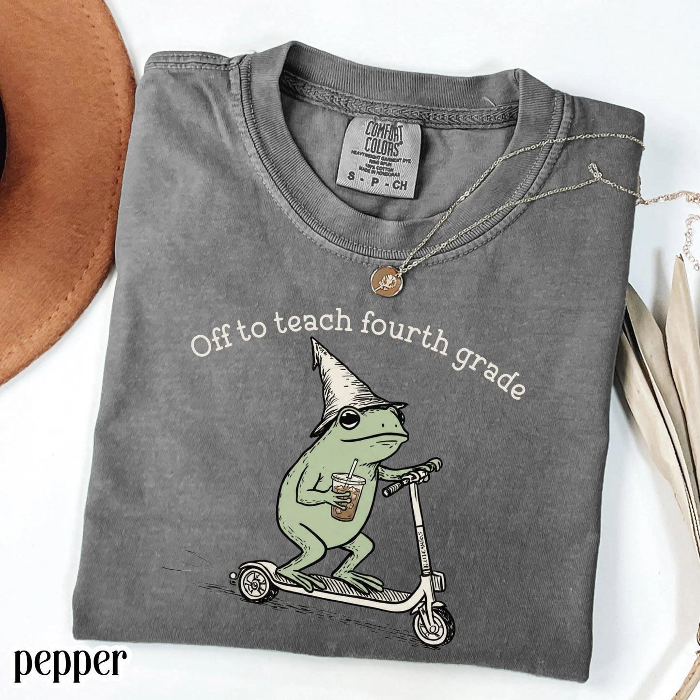 Comfort Colors® Fourth Grade Shirt 4th Grade Teacher Back to School T-shirt Silly Off To Teach Frog Iced Coffee Tee Cute Elementary Teacher