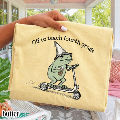 Comfort Colors® Fourth Grade Shirt 4th Grade Teacher Back to School T-shirt Silly Off To Teach Frog Iced Coffee Tee Cute Elementary Teacher