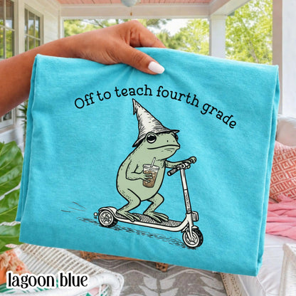 Comfort Colors® Fourth Grade Shirt 4th Grade Teacher Back to School T-shirt Silly Off To Teach Frog Iced Coffee Tee Cute Elementary Teacher