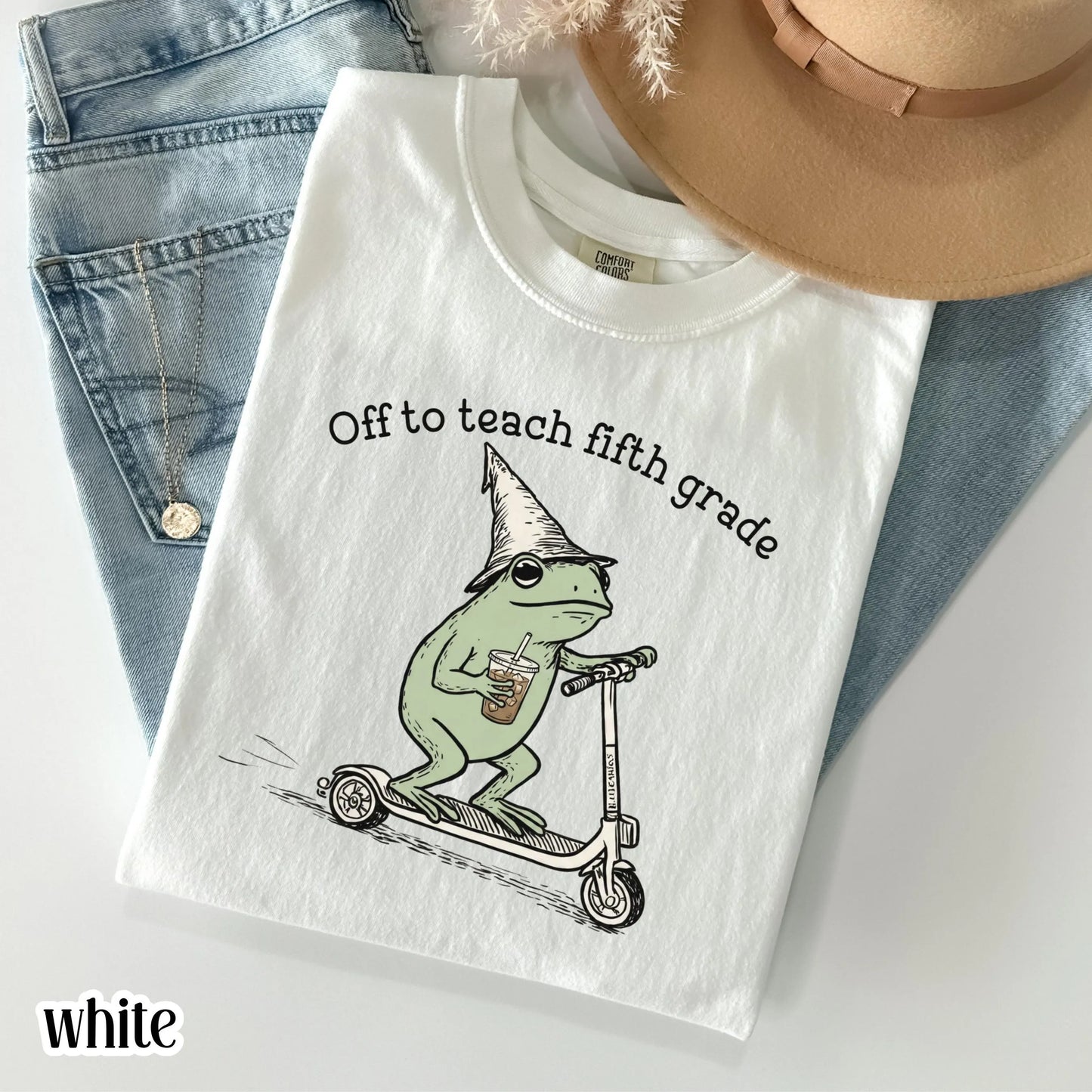 Comfort Colors® Fifth Grade Shirt 5th Grade Teacher Back to School T-shirt Silly Off To Teach Frog Iced Coffee Tee Cute Elementary Teacher