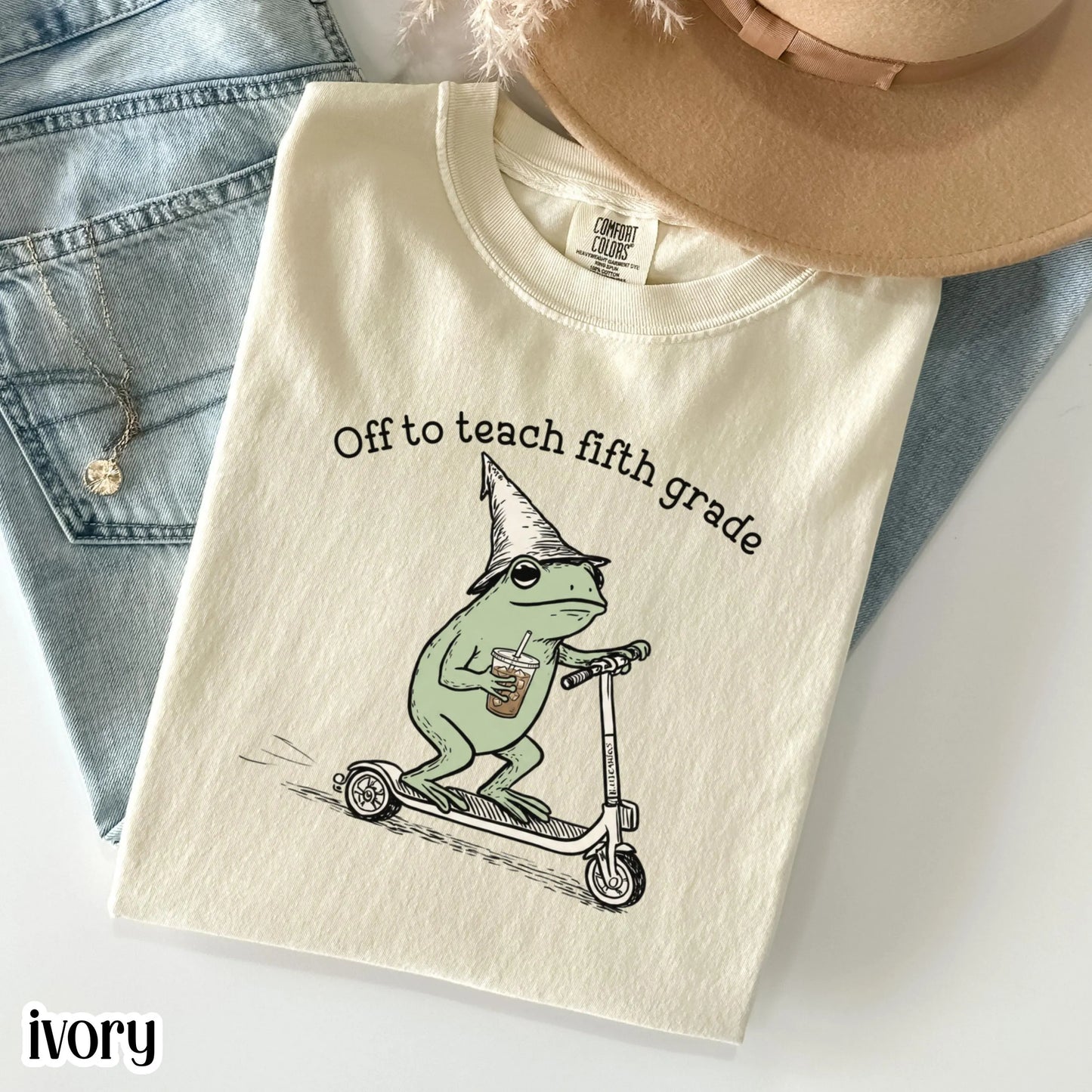 Comfort Colors® Fifth Grade Shirt 5th Grade Teacher Back to School T-shirt Silly Off To Teach Frog Iced Coffee Tee Cute Elementary Teacher