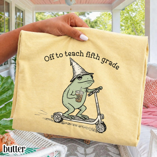 Comfort Colors® Fifth Grade Shirt 5th Grade Teacher Back to School T-shirt Silly Off To Teach Frog Iced Coffee Tee Cute Elementary Teacher