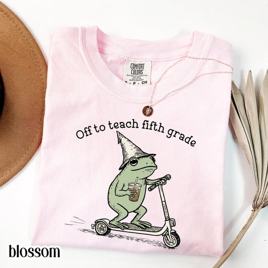 Comfort Colors® Fifth Grade Shirt 5th Grade Teacher Back to School T-shirt Silly Off To Teach Frog Iced Coffee Tee Cute Elementary Teacher