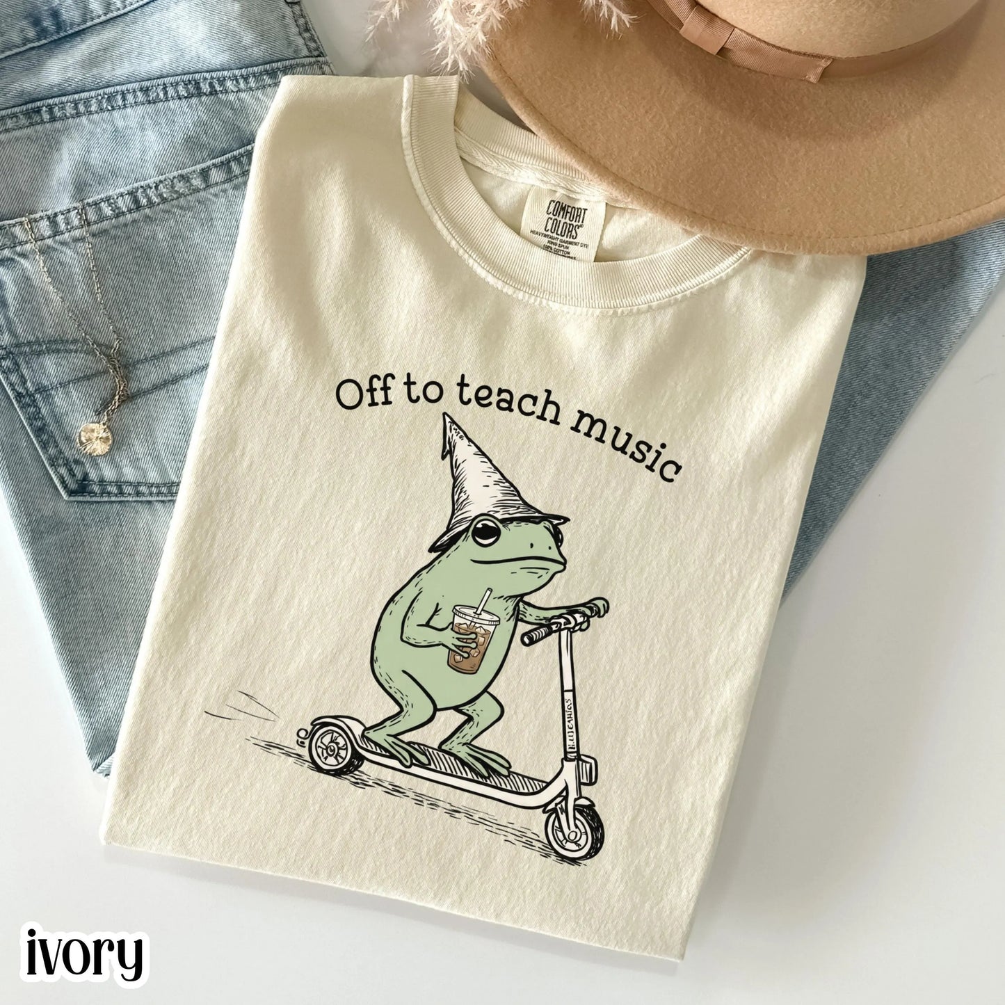 Comfort Colors® Music Teacher Shirt Funny Chorus Teacher Back to School T-shirt Silly Off To Piano Frog Iced Coffee Tee Cute Band Teacher
