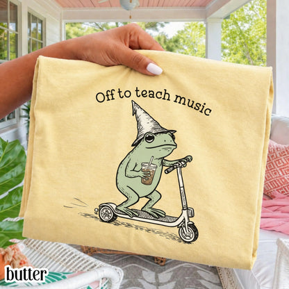Comfort Colors® Music Teacher Shirt Funny Chorus Teacher Back to School T-shirt Silly Off To Piano Frog Iced Coffee Tee Cute Band Teacher