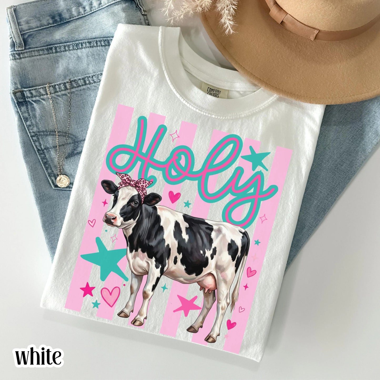 Cow Comfort Colors® Shirt Preppy Western Farm Animal Tee Silly Ranch Life Tshirt Funny Country Lover TShirt Aesthetic Holy Dairy Cow T-Shirt