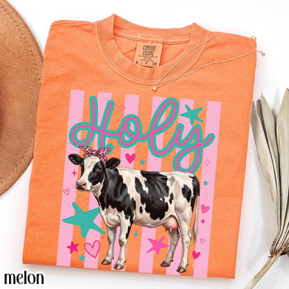 Cow Comfort Colors® Shirt Preppy Western Farm Animal Tee Silly Ranch Life Tshirt Funny Country Lover TShirt Aesthetic Holy Dairy Cow T-Shirt