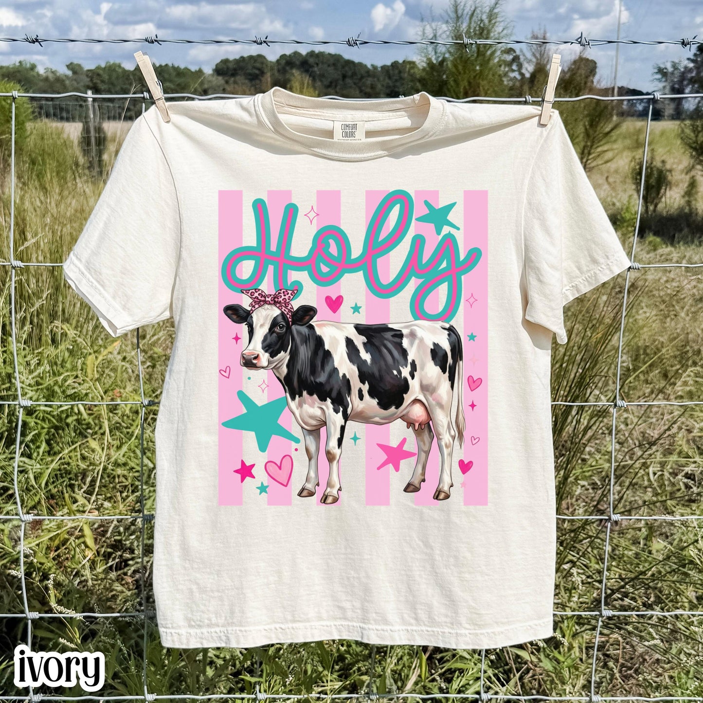 Cow Comfort Colors® Shirt Preppy Western Farm Animal Tee Silly Ranch Life Tshirt Funny Country Lover TShirt Aesthetic Holy Dairy Cow T-Shirt