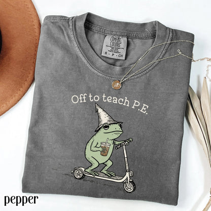 Comfort Colors® PE Teacher Shirt Physical Education Teacher Back to School T-shirt Silly Sports Frog Iced Coffee Tee Elementary Teacher