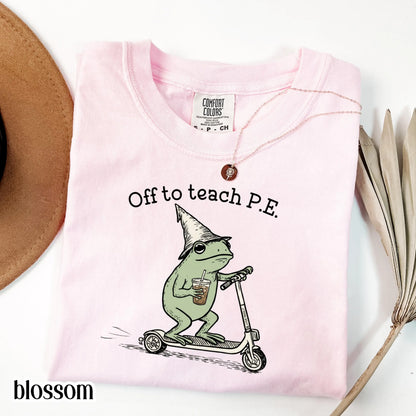 Comfort Colors® PE Teacher Shirt Physical Education Teacher Back to School T-shirt Silly Sports Frog Iced Coffee Tee Elementary Teacher