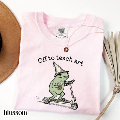 Comfort Colors® Art Teaher Shirt Funny Art Teacher Back to School T-shirt Silly Off To Teach Frog Iced Coffee Tee Cute Elementary Teacher