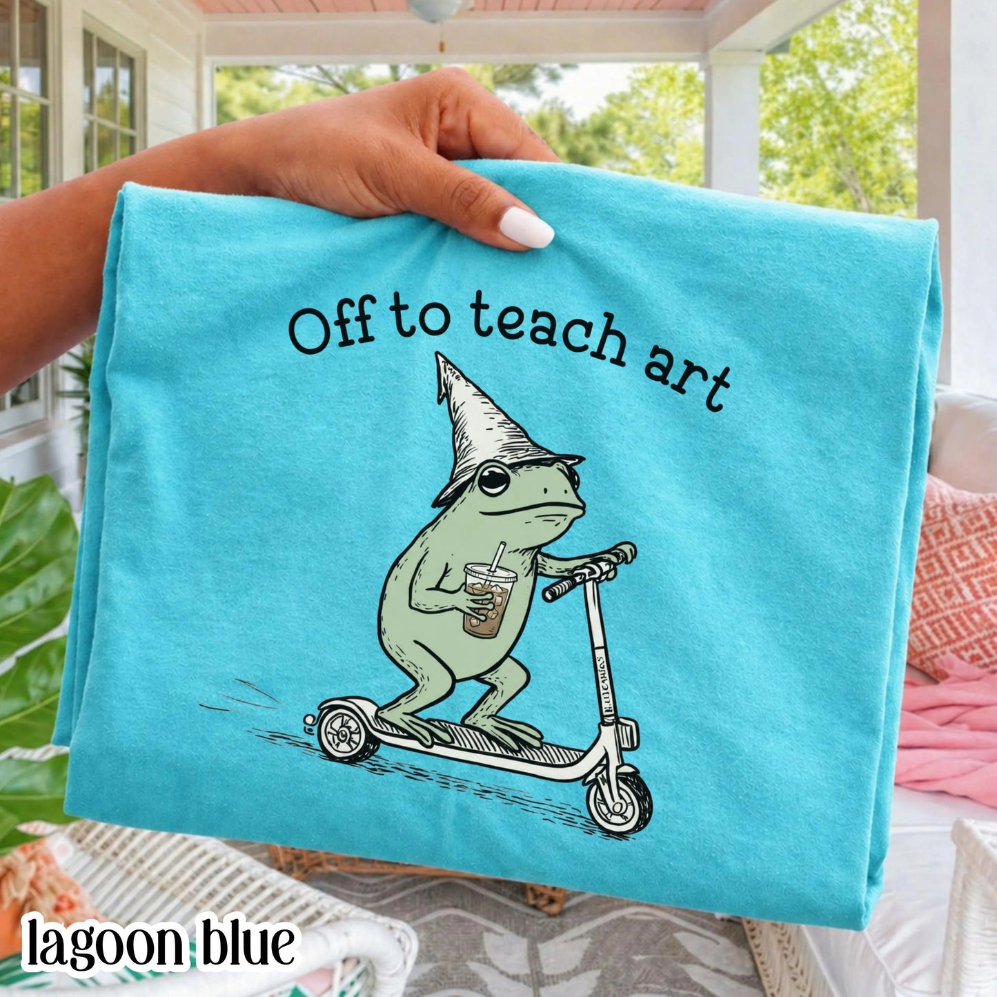 Comfort Colors® Art Teaher Shirt Funny Art Teacher Back to School T-shirt Silly Off To Teach Frog Iced Coffee Tee Cute Elementary Teacher