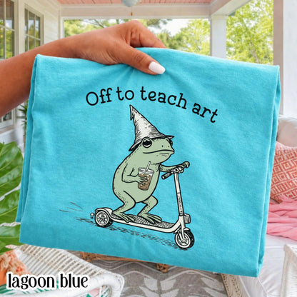 Comfort Colors® Art Teaher Shirt Funny Art Teacher Back to School T-shirt Silly Off To Teach Frog Iced Coffee Tee Cute Elementary Teacher