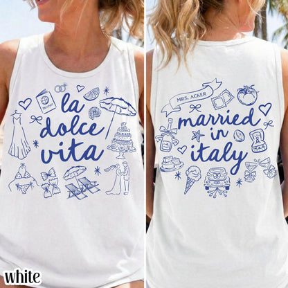 Comfort Colors® Italy Tank Top Custom Bride Tank Bachelorette Shirt Dolce Italia Chapel Shirt Married in Italy Party Destination Wedding