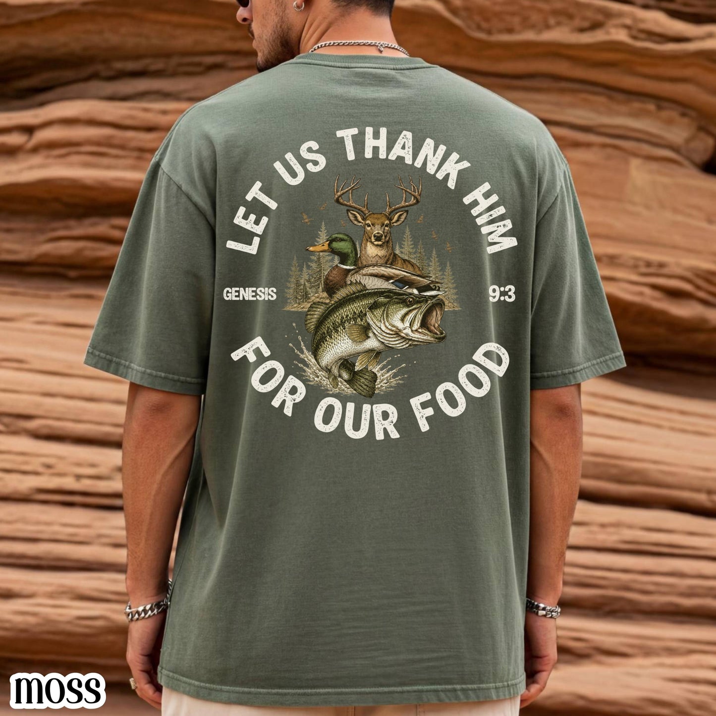 Genesis 9:3 Comfort Colors Shirt Christian Hunting Fishing Deer Duck Tee Wildlife Outdoor Faith Based TShirt Camo Hunt Sportsman T-Shirt