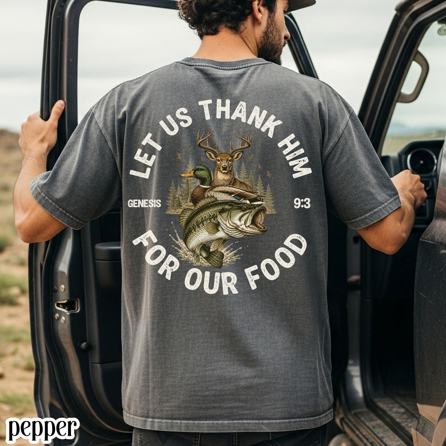 Genesis 9:3 Comfort Colors Shirt Christian Hunting Fishing Deer Duck Tee Wildlife Outdoor Faith Based TShirt Camo Hunt Sportsman T-Shirt