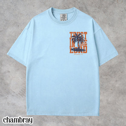 Trust In The Lord Comfort Colors Shirt Proverbs 3:5 Christian Surf Tee Trendy Summer Vibes Palm Tree Faith Based TShirt Beach Lover T-Shirt
