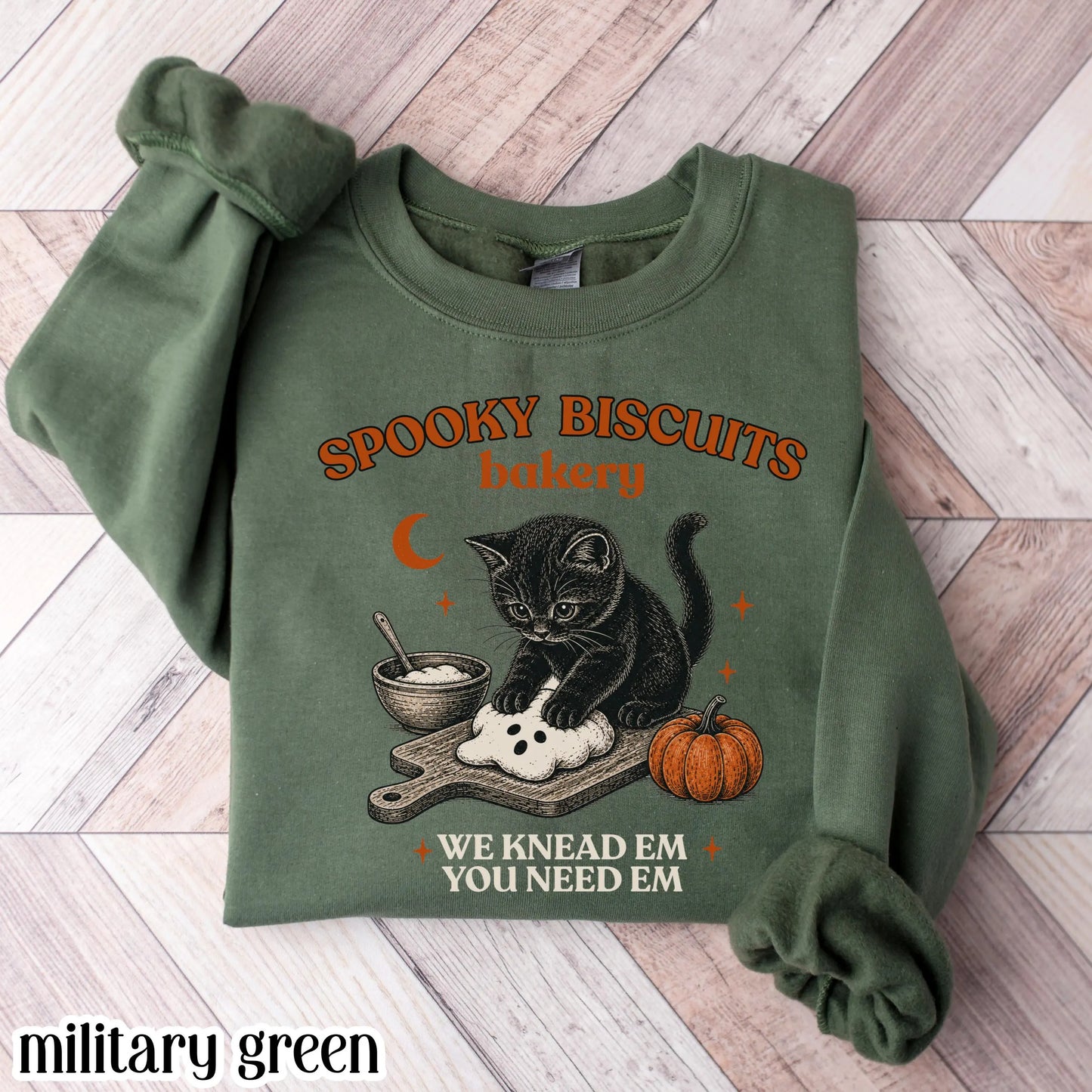 Kitty Biscuits Black Cat Vintage Baking Crewneck Sweatshirt