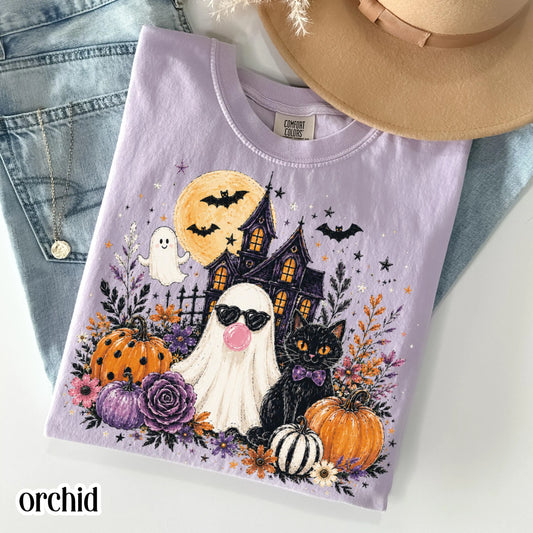 Ghost Blowing Bubble Gum Cute Floral Spooky Season Comfort