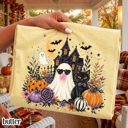 Ghost Blowing Bubble Gum Cute Floral Spooky Season Comfort