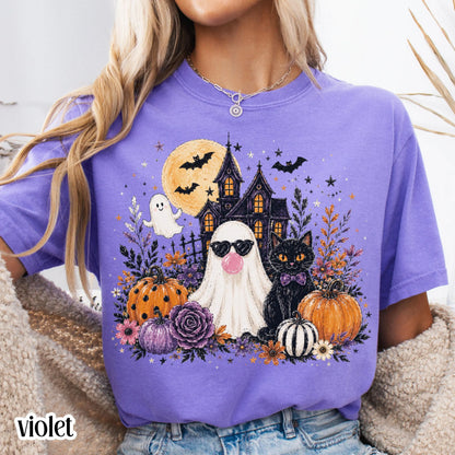 Ghost Blowing Bubble Gum Cute Floral Spooky Season Comfort