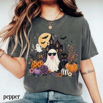 Ghost Blowing Bubble Gum Cute Floral Spooky Season Comfort