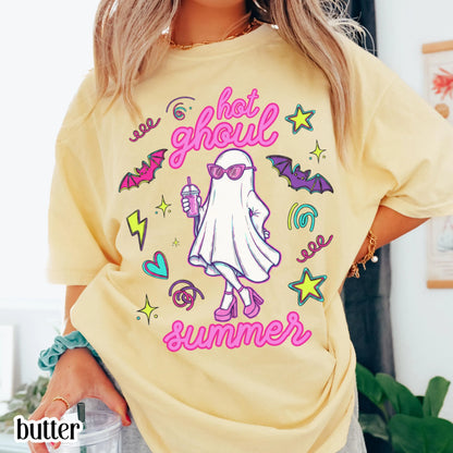 Summerween Comfort Colors® Shirt Girly 90s Halloween Ghost Tee Cute Pink Boo Outfit Spooky Season TShirt Trendy Hot Ghoul Summer T-Shirt