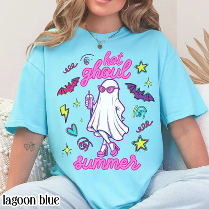 Summerween Comfort Colors® Shirt Girly 90s Halloween Ghost Tee Cute Pink Boo Outfit Spooky Season TShirt Trendy Hot Ghoul Summer T-Shirt
