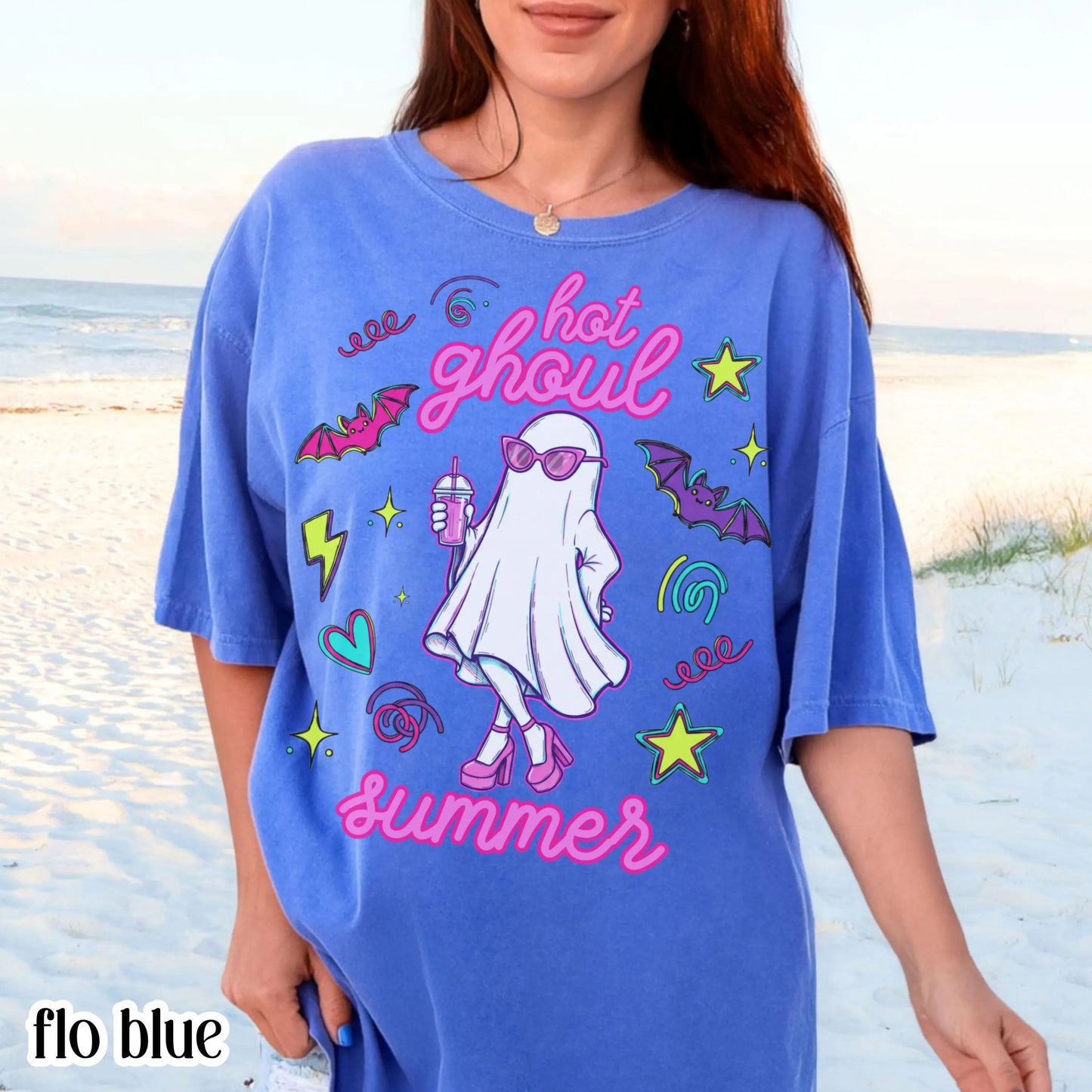 Summerween Comfort Colors® Shirt Girly 90s Halloween Ghost Tee Cute Pink Boo Outfit Spooky Season TShirt Trendy Hot Ghoul Summer T-Shirt