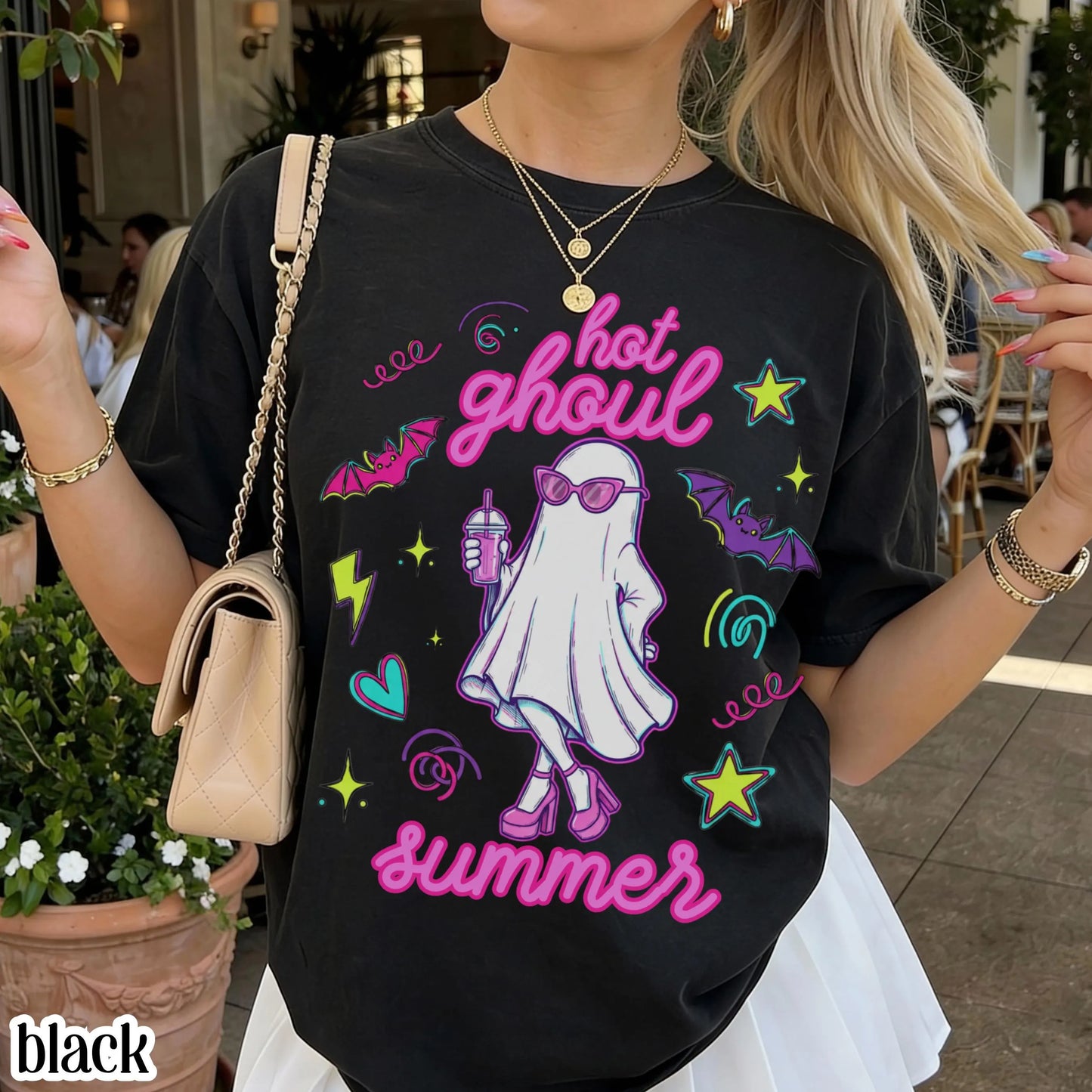 Summerween Comfort Colors® Shirt Girly 90s Halloween Ghost Tee Cute Pink Boo Outfit Spooky Season TShirt Trendy Hot Ghoul Summer T-Shirt