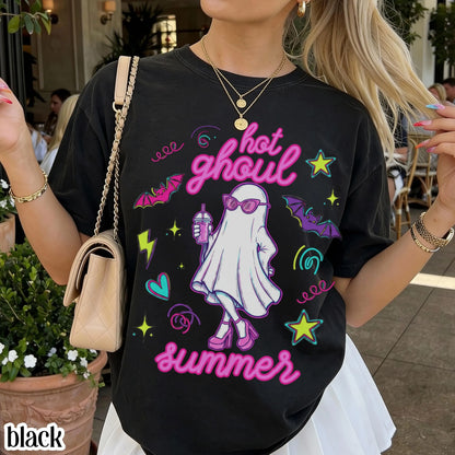Summerween Comfort Colors® Shirt Girly 90s Halloween Ghost Tee Cute Pink Boo Outfit Spooky Season TShirt Trendy Hot Ghoul Summer T-Shirt