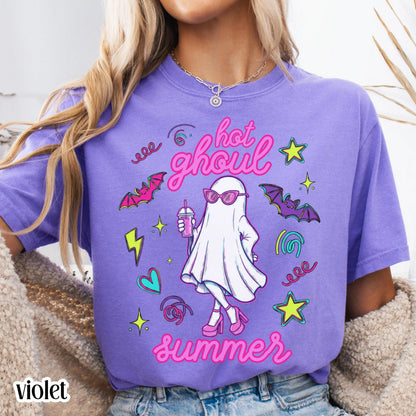 Summerween Comfort Colors® Shirt Girly 90s Halloween Ghost Tee Cute Pink Boo Outfit Spooky Season TShirt Trendy Hot Ghoul Summer T-Shirt