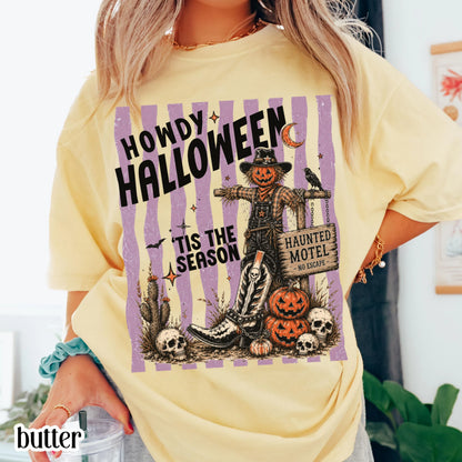 Western Halloween Comfort Colors® Shirt Howdy Country Tshirt Pumpkin Scarecrow Spooky Season Tee Tis The Season Outfit Cute Fall T-Shirt