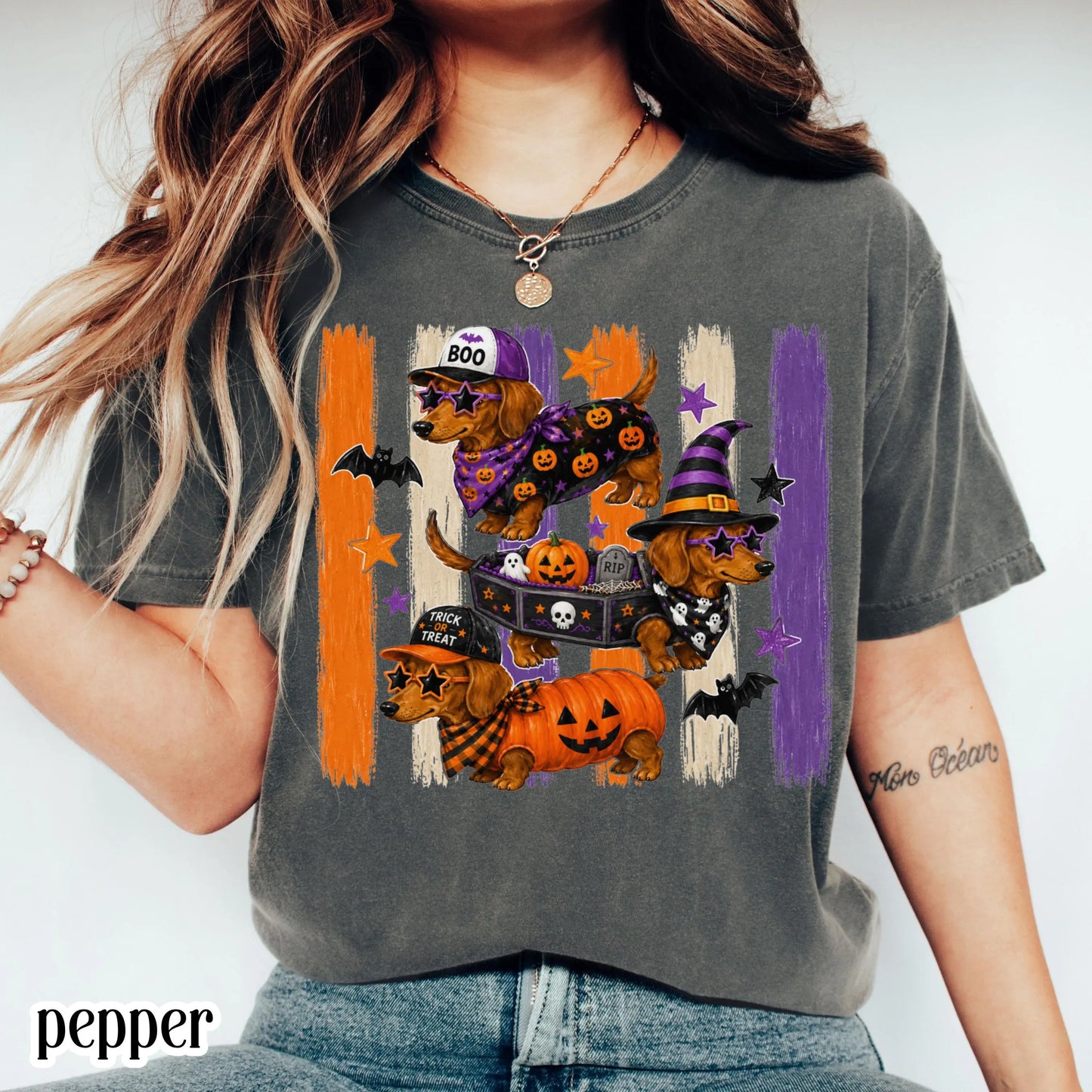 Halloween Dachshund Comfort Colors® Shirt Doxie Pumpkin Costume Tee Spooky Season Cute Wiener Dog TShirt Trick or Treat Fall Animal T-Shirt