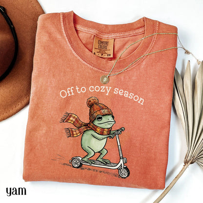 Cozy Season Funny Frog Fall Comfort Colors Tee