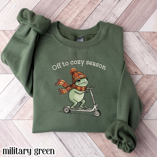 Cozy Season Funny Frog Fall Sweatshirt