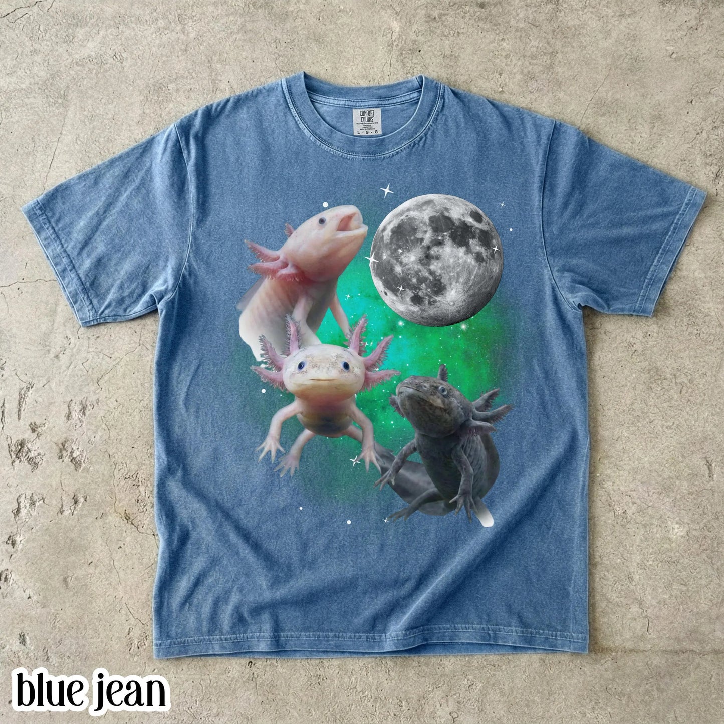 Axolotl Comfort Colors® Shirt Funny Moon Howling Axolotl TShirt 90s Bootleg Funny Aquatic Salamander Lightning Tee Cute Amphibian Lover