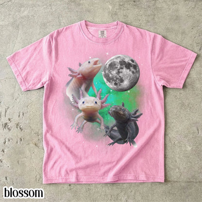 Axolotl Comfort Colors® Shirt Funny Moon Howling Axolotl TShirt 90s Bootleg Funny Aquatic Salamander Lightning Tee Cute Amphibian Lover