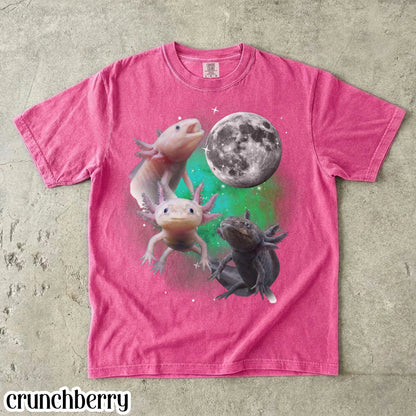 Axolotl Comfort Colors® Shirt Funny Moon Howling Axolotl TShirt 90s Bootleg Funny Aquatic Salamander Lightning Tee Cute Amphibian Lover