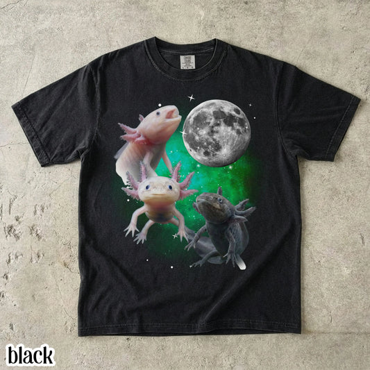 Axolotl Comfort Colors® Shirt Funny Moon Howling Axolotl TShirt 90s Bootleg Funny Aquatic Salamander Lightning Tee Cute Amphibian Lover