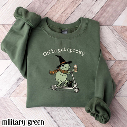 Off To Get Spooky Frog Halloween Sweatshirt