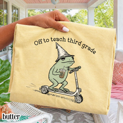 Comfort Colors® Third Grade Shirt 3rd Grade Teacher Back to School T-shirt Silly Off To Teach Frog Iced Coffee Tee Cute Elementary Teacher