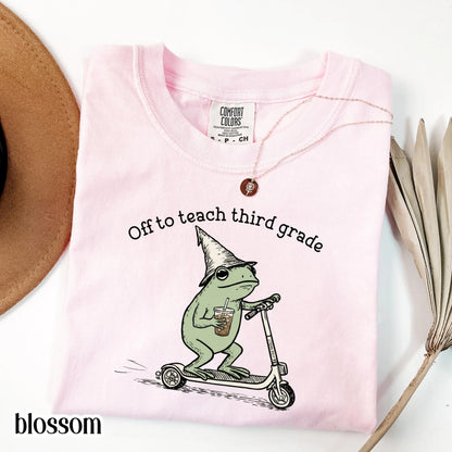 Comfort Colors® Third Grade Shirt 3rd Grade Teacher Back to School T-shirt Silly Off To Teach Frog Iced Coffee Tee Cute Elementary Teacher