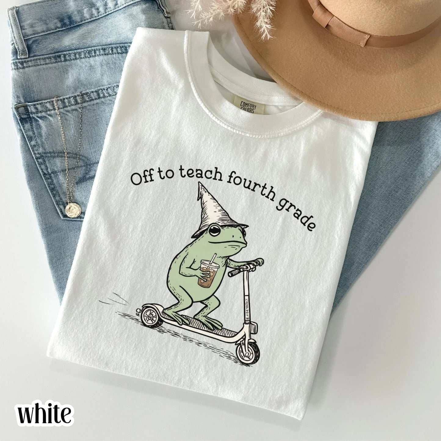 Comfort Colors® Fourth Grade Shirt 4th Grade Teacher Back to School T-shirt Silly Off To Teach Frog Iced Coffee Tee Cute Elementary Teacher
