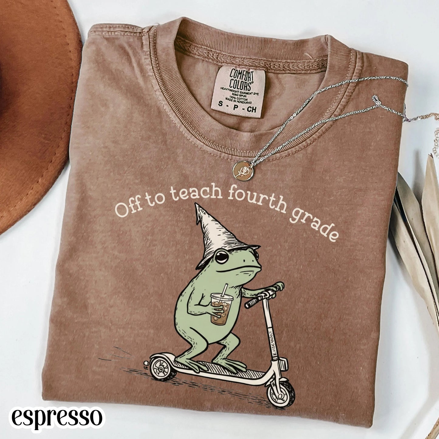 Comfort Colors® Fourth Grade Shirt 4th Grade Teacher Back to School T-shirt Silly Off To Teach Frog Iced Coffee Tee Cute Elementary Teacher