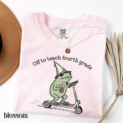 Comfort Colors® Fourth Grade Shirt 4th Grade Teacher Back to School T-shirt Silly Off To Teach Frog Iced Coffee Tee Cute Elementary Teacher