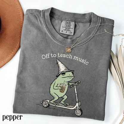 Comfort Colors® Music Teacher Shirt Funny Chorus Teacher Back to School T-shirt Silly Off To Piano Frog Iced Coffee Tee Cute Band Teacher
