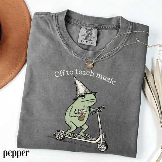 Comfort Colors® Music Teacher Shirt Funny Chorus Teacher Back to School T-shirt Silly Off To Piano Frog Iced Coffee Tee Cute Band Teacher